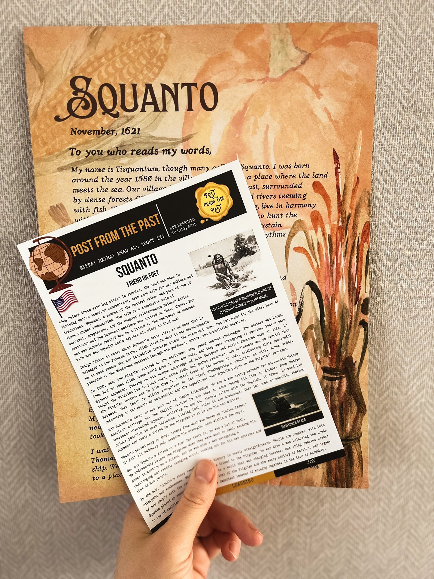 Squanto Letter - Story of the 1st Thanksgiving