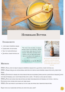 Laura Ingalls Wilder Homemade Butter Recipe